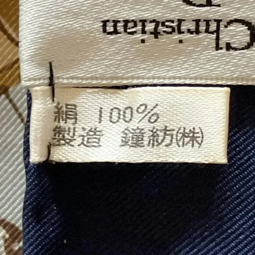 100% Authentic DIOR/ChristianDior Dark Navy Brown Multi Scarf 119-12224 - Picture 5 of 6